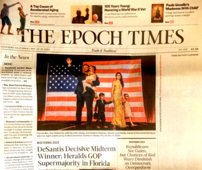 THE EPOCH TIMES NEWSPAPER Nov. 10-15 2022 US EDITION DeSantis Midterm Winner GOP