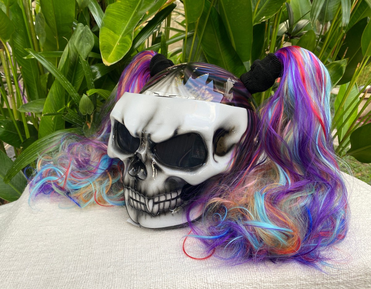 custom women's motorcycle helmets Girls Helmet Devils Goat Demon Monster Damon Female Helmet Pigg – Custom Airbrush Helmet Designed Just for You: Women's