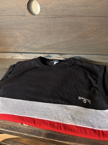 Spalding Athletic Tank Top  BLACK RED Sleeveless SPORTS Size XL VINTAGE EUC - Picture 3 of 4