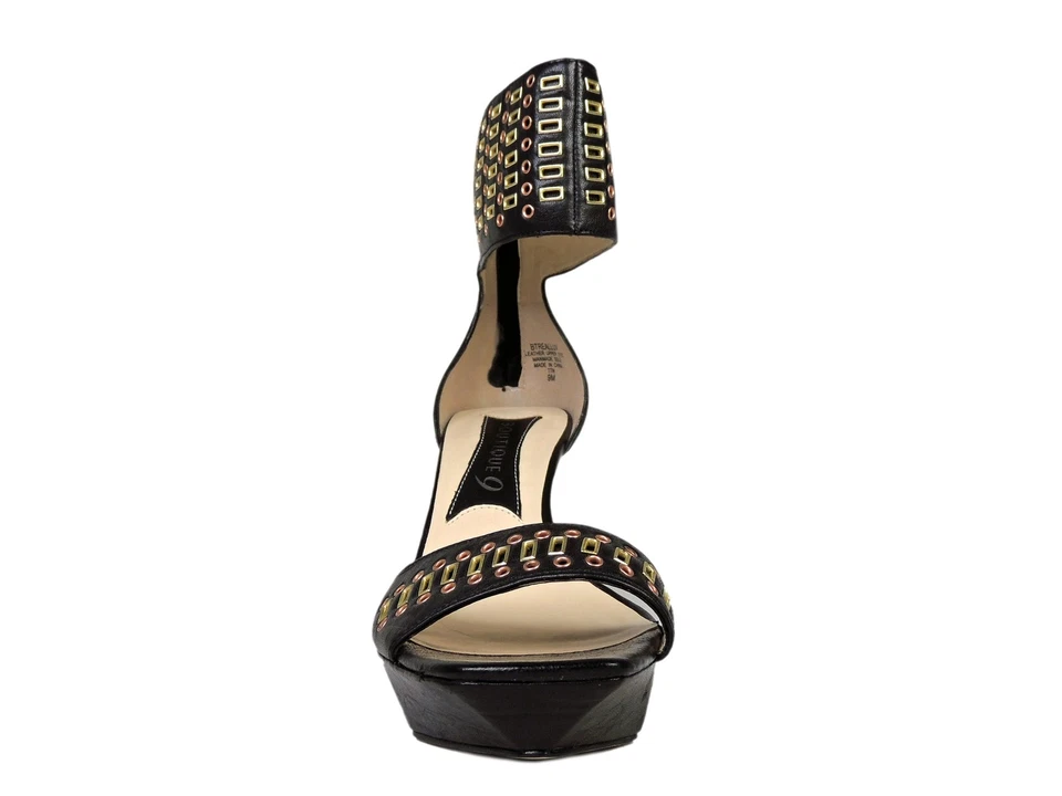 Sandalias Boutique 9 para mujer Real Luv con puño al tobillo de cuero negro talla 10 M Foto 3 de 4