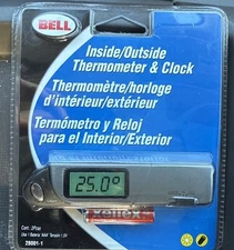 Bell Automotive 28001-1 Inside-Outside Thermometer and Clock - NEW