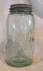 BLUE ATLAS MASON'S PATENT QT JAR c/ BUBBLES, NONFLAT BOTTOM, WAVES, SEAM, ZINC L — photo 1