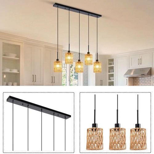Pendant Light, 5-Light Pendant Lamp, Height Adjustable Hanging Ceiling Light - Picture 13 of 19