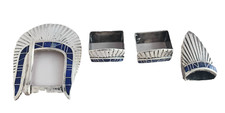 4pc Southwest Navajo Sterling  Lapis Lazulli Belt Buckle Set
