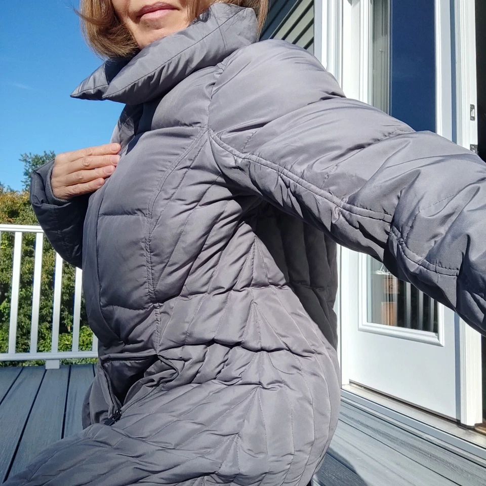 🤍🎄Women's Size XL Goose Down Puffer Quilted Coat Jacket Grey Warm Worthington - Image 3 of 4