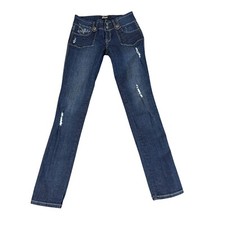 Rewash Jeans Women's 3 Blue 27x30 Denim Straight Distressed Casual Pockets Pants