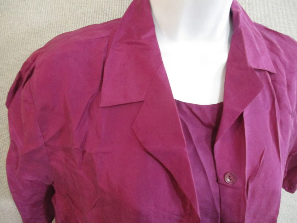 Kathie Lee 3 件套:裙子、衬衫、背心 S 码全新带标签 100% 真丝梅 — 第 2/4 张图片