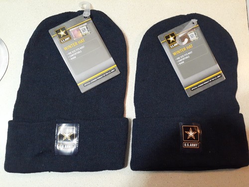 2 Pack- US Army Logo Winter Hat Official Lic.Blue Beanie One Size Fits Most