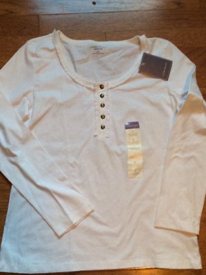 Laura Scott NWT WHITE Ruffle Edge Neckline PULLOVER LONG SLEEVE