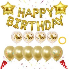 24 pcs Golden Happy Birthday Balloon Kit