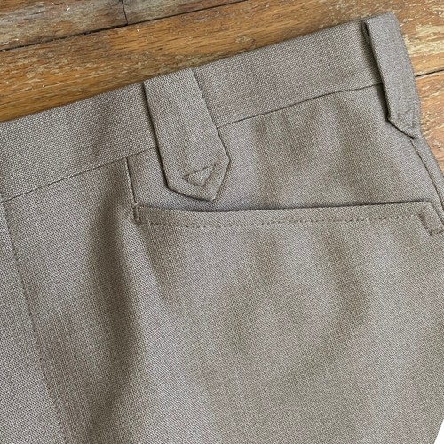 Vintage 1960s Mens Pants Size 36x29 Taupe Brown Polyester Knit Trousers 36 Waist - Picture 3 of 5