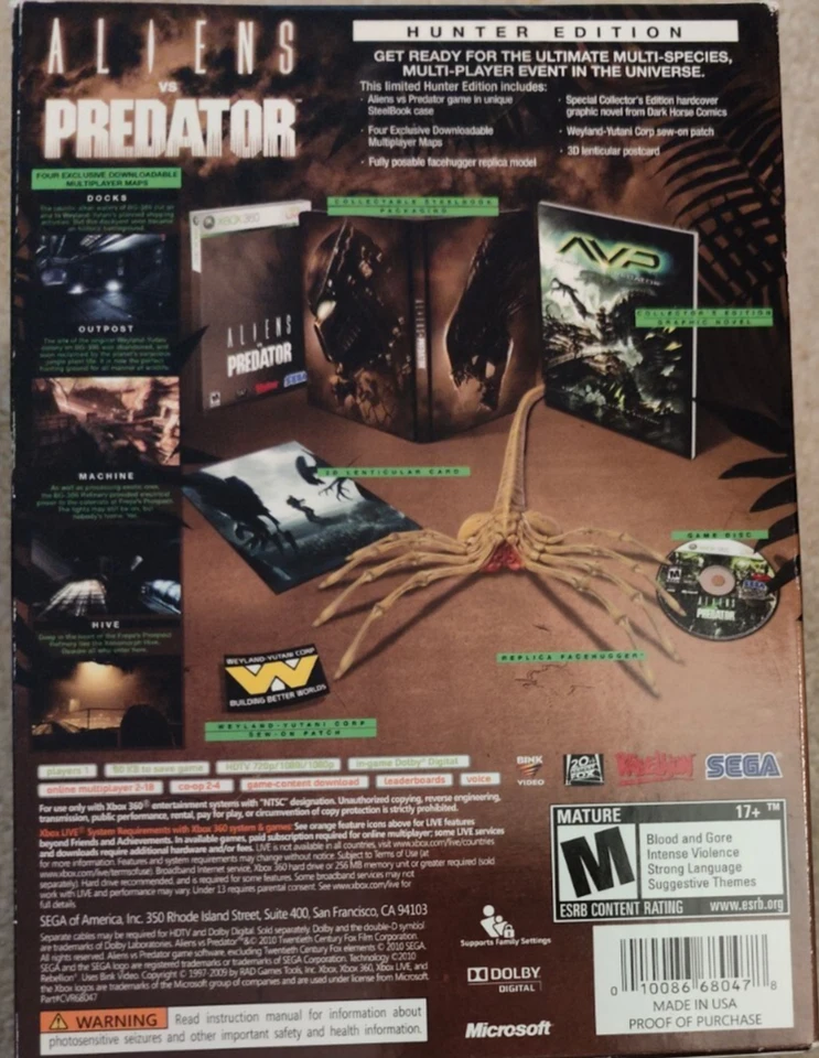 Aliens VS Predator New Sealed XBOX 360 Facehugger Collectors Edition Limited - Image 3 of 4