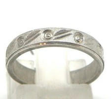 .925 Sterling Silver Textured Band Ring Sz 4.75