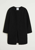 NWT MANGO Womens Faux Shearling Jacket Coat Black Size S