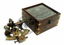 Antique 3" Nautical Brass Kelvin & Hughes Sextant with Leather Box  Working Gift