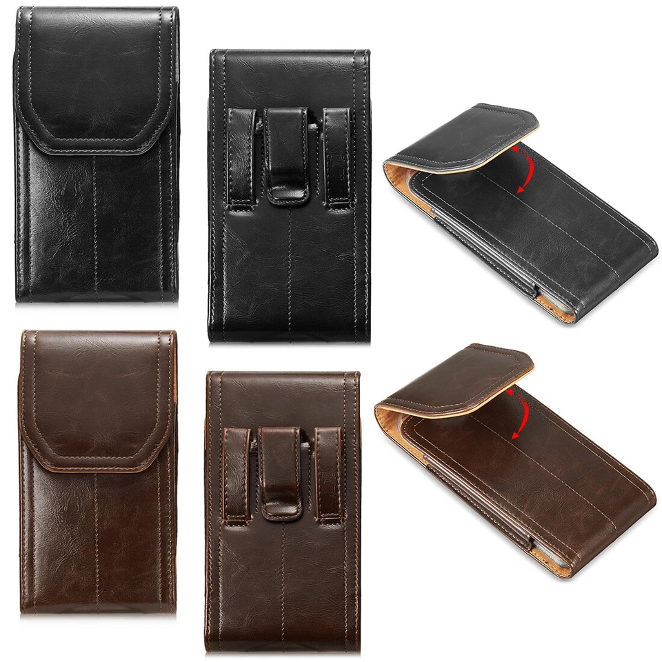 Vertical Leather Case Cover Pouch Holster With Belt Clip For Large Cell Phones - Image 2 of 4
