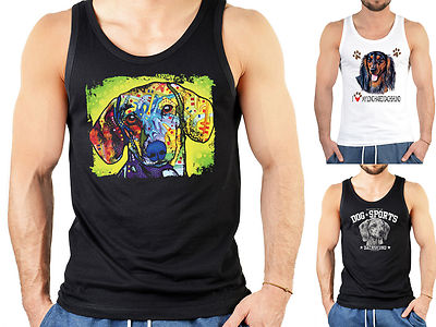 Dackel Motiv T-Shirt  - Hunderassen Trägershirt Herren Dachshund Teckel Jagdhund