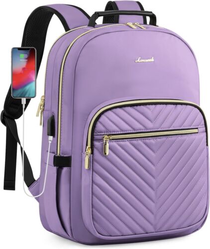 Versatile Purple Laptop Backpack with 17-Inch Compartment & Organizer for Women