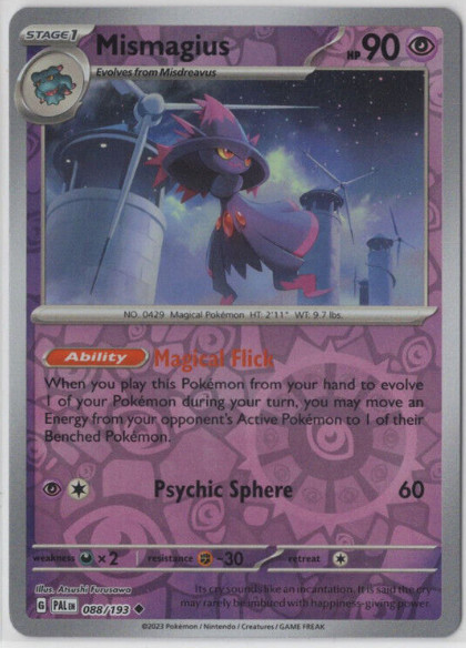 Pokemon - Mismagius - Reverse Holo - 088/193 - Paldea Evolved - NM/M