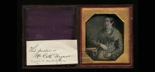 1840s Mathew Brady daguerreotype ID’d woman wearing tinted dress Color Rare