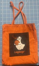 Longaberger Homestead Halloween Pumpkin Ghost Cloth Handled Trick or Treat Bag