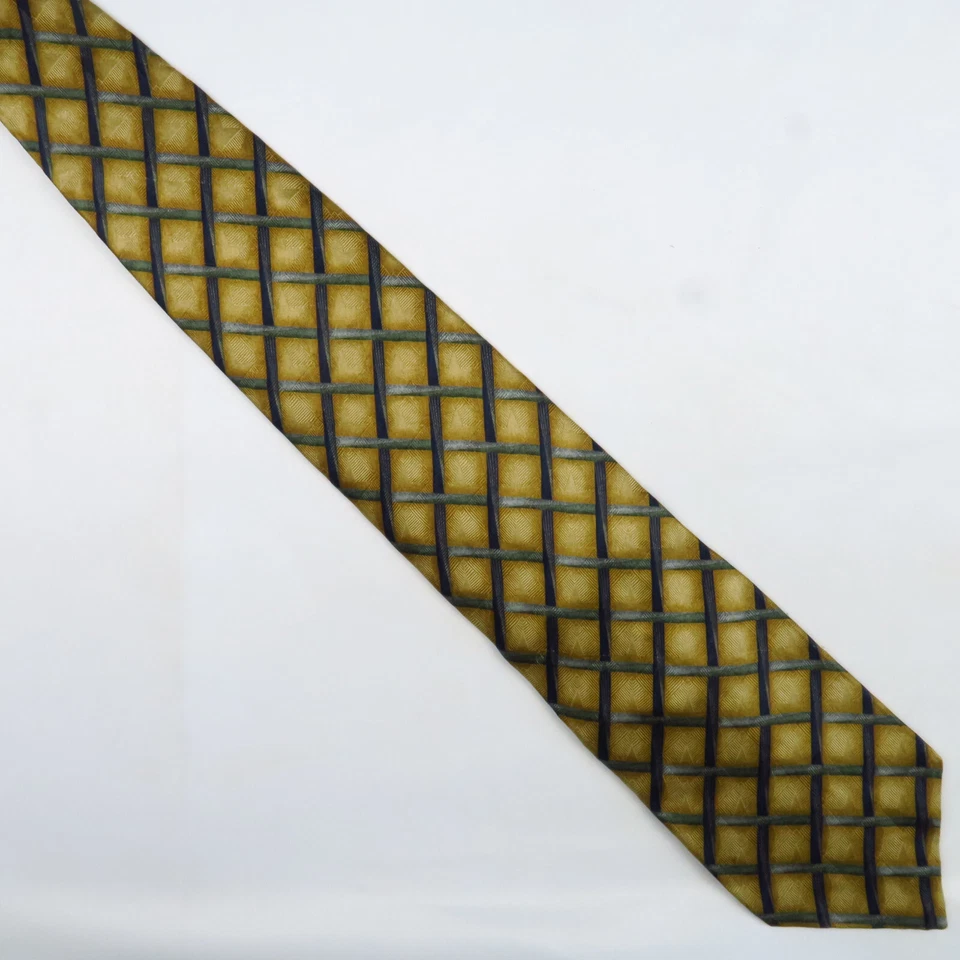 Corbata Bill Blass Oro Dorado Azul Cesta Tejido Hombre 57x4 Naturaleza Clásica Foto 2 de 4