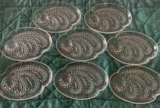 Set Of 8 Vintage Federal Glass Luncheon Snack Plates Homestead Wheat Pattern