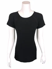 H by Halston Women's Essentials Crew-Neck Raglan-Sleeves Top Black X-Small Size 