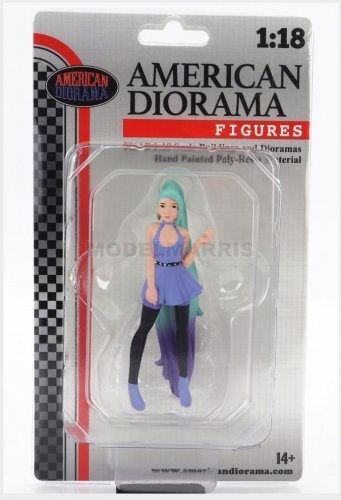 AMERICAN DIORAMA 18304 FIGURES - COSPLAY GIRL 4 - BLUE GREEN - 1/18