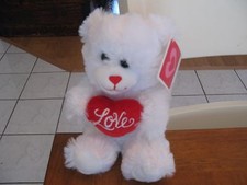 DANDEE DAN DEE COLLect PLUSH bear 8" NWT new white with red heart LOVE on it