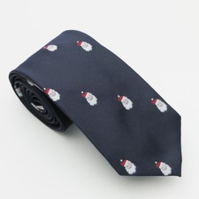 Towncraft Santa Xmas Motif Necktie Navy Red White  Neck Tie 56"