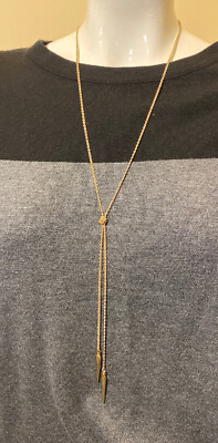 BCBGeneration Gold tone Knot Spike Y Necklace NWT
