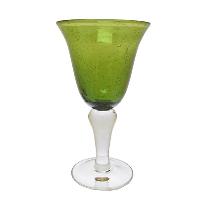 Artland Iris Green Plum Air Bubbles Wine Glass Goblet 8''