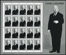 20 Mint ALFRED HITCHCOCK STAMPS: Psycho, The Birds, North by Northwest, Vertigo