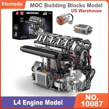Mould King 10087 L4 Engine Model 1787+ Motorized Building Technic Car Simulation