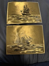 2 Foil Prints Of Ships - Dufex Prints - F J Warren Ltd