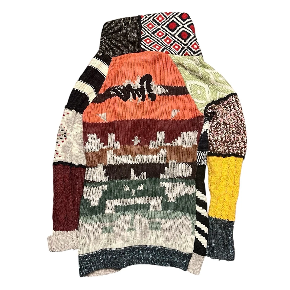 Желательный многоцветный пэчворк почему? Funky кардиган капот шеи Лара - Изображение 4 из 4