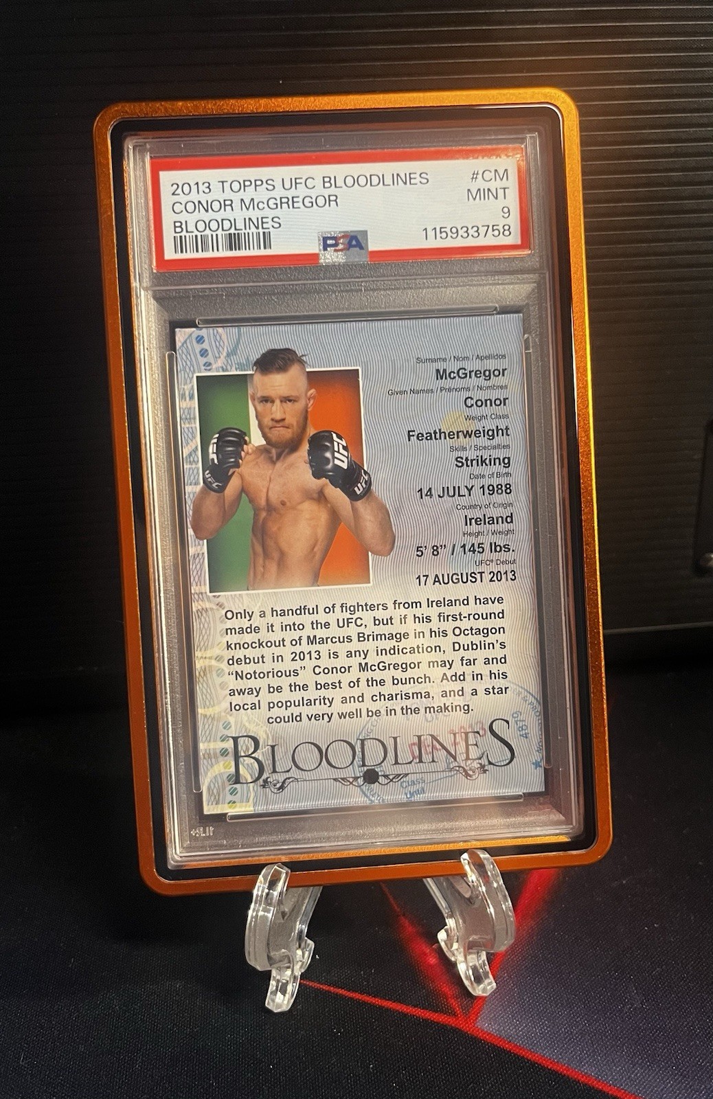 Topps 2013 UFC Bloodlines Conor McGregor ROOKIE #BL-CM PSA 9 graded