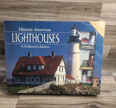 Historic American Lighthouses Book A Collector's Edition & 6 Mini Lighthouses