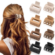 8PCS Edium Claw Hair Clips for Women Matte 2" Rectangle 1.6" Double Row Teeth