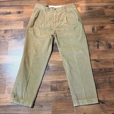 Polo Ralph Lauren Corduroy Hammond Pants Men 38x30 Pleated Cuffed Khaki Cotton