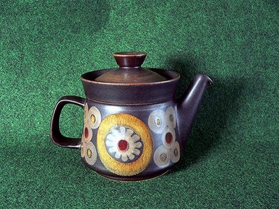 Vintage Denby Arabesque Teekanne 1964 - 1984 Retro Farben Schnäppchenpreis. IMP.