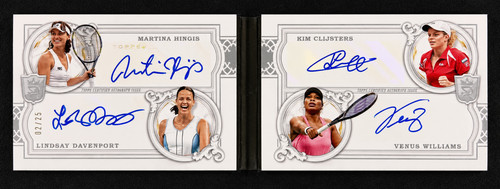 Kim Clijsters / Venus Williams / Martina Hingis / Lindsay Davenport #QA-HDCW 2024 Topps Royalty Quad Autograph Book Card card
