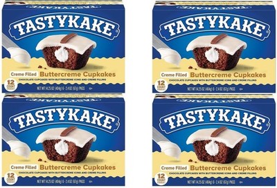 Tastykake Cream Filled Buttercreme Cupcakes, 17.5 oz each - 4 Boxes