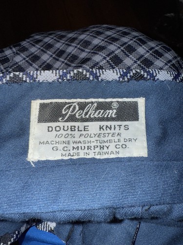 Vtg 60’s 70's Men’s Blue Gray Checkered MoD Flared Disco Golf Pants - Picture 10 of 10