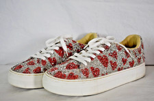 Betsy Johnson Women Rhinestone Suton Heart Platform Sneakers US 7.5 Euro 38.5