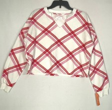 Colsie Lounge Sweatshirt Womens Small Fleece Long-Sleeve Plaid