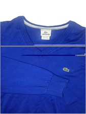 Lacoste V-Neck Sweater Pullover Men  s Size 4 M Royal Blue Alligator France