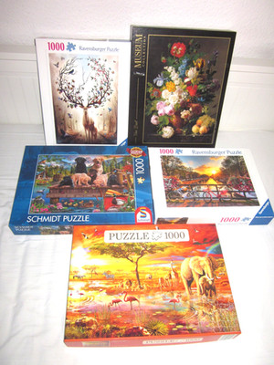 Puzzle Paket* 1000 Teile * teilweise neu ** Blumen *Tiere * vollständig* s. B.
