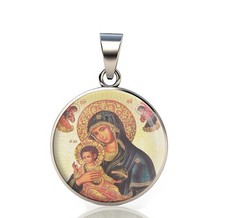 Icona Della Vergine Maria Greca Ortodossa In Argento Sterling 925 Cristiana